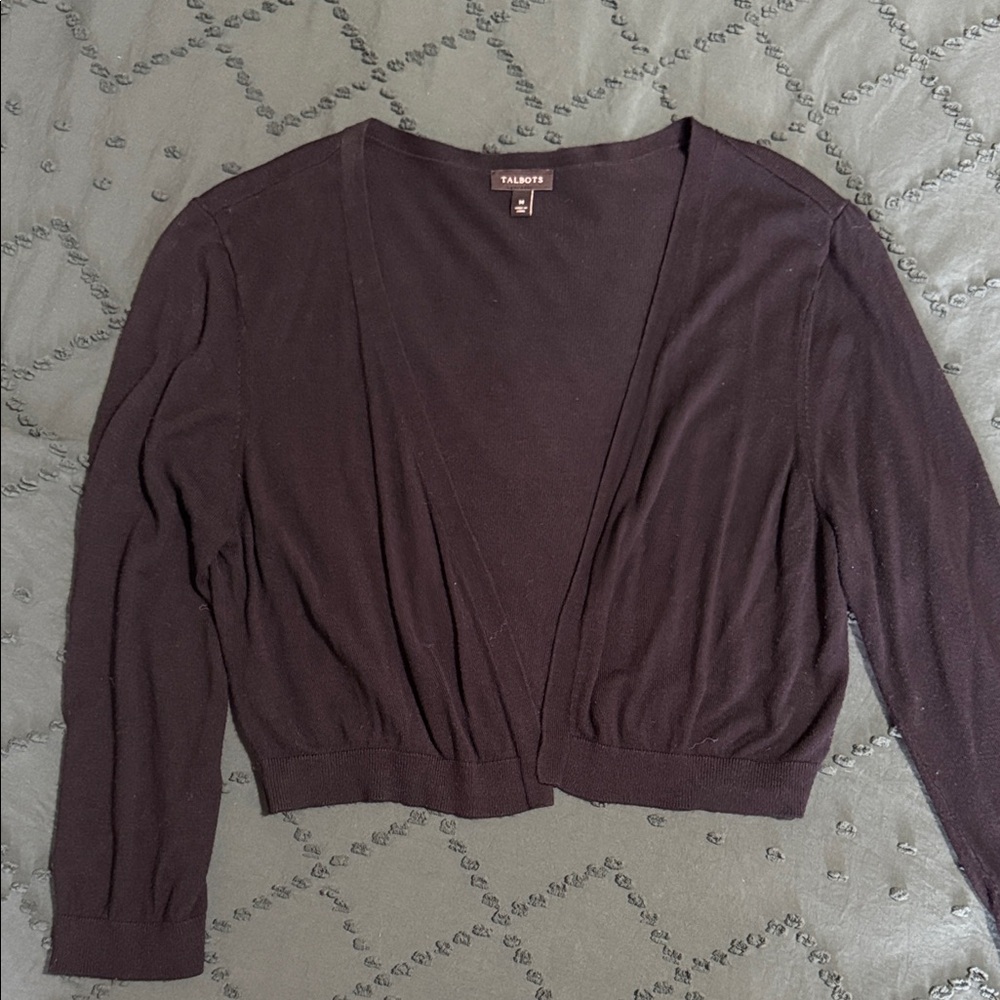 Talbots Black Open Cardigan